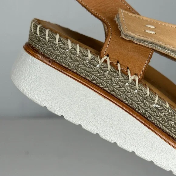 Spring Step Tan and Camel Leather Sandal Wedge - Picture 11 of 12